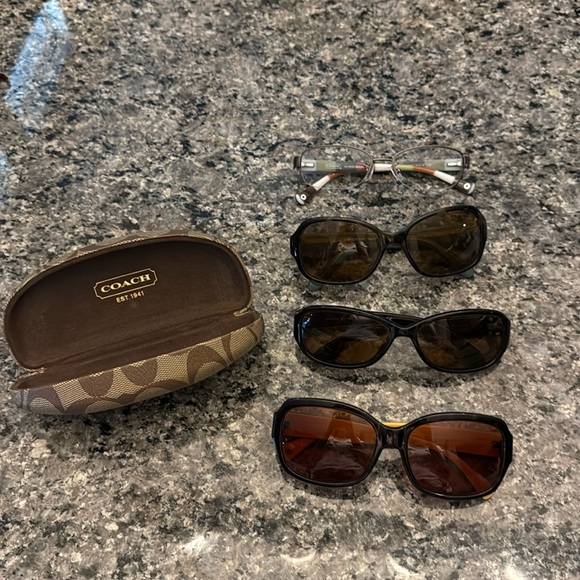 3 pair of Coach sunglasses 1 pair of eyeglasses, all prescription single vision - Picture 1 of 2